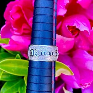 Na Hoku Silver Ring with Black Engraving
